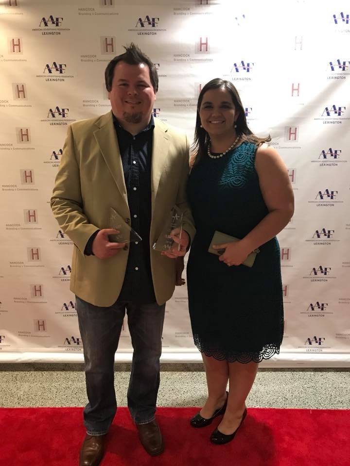 Ryan Lanigan accepted AAF awards for The X-Presidents with his wife Renee at the 2018 AAF Lexington Awards