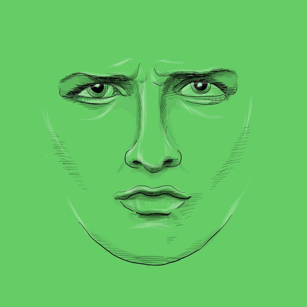 The face of Green illustration by Ryan Lanigan