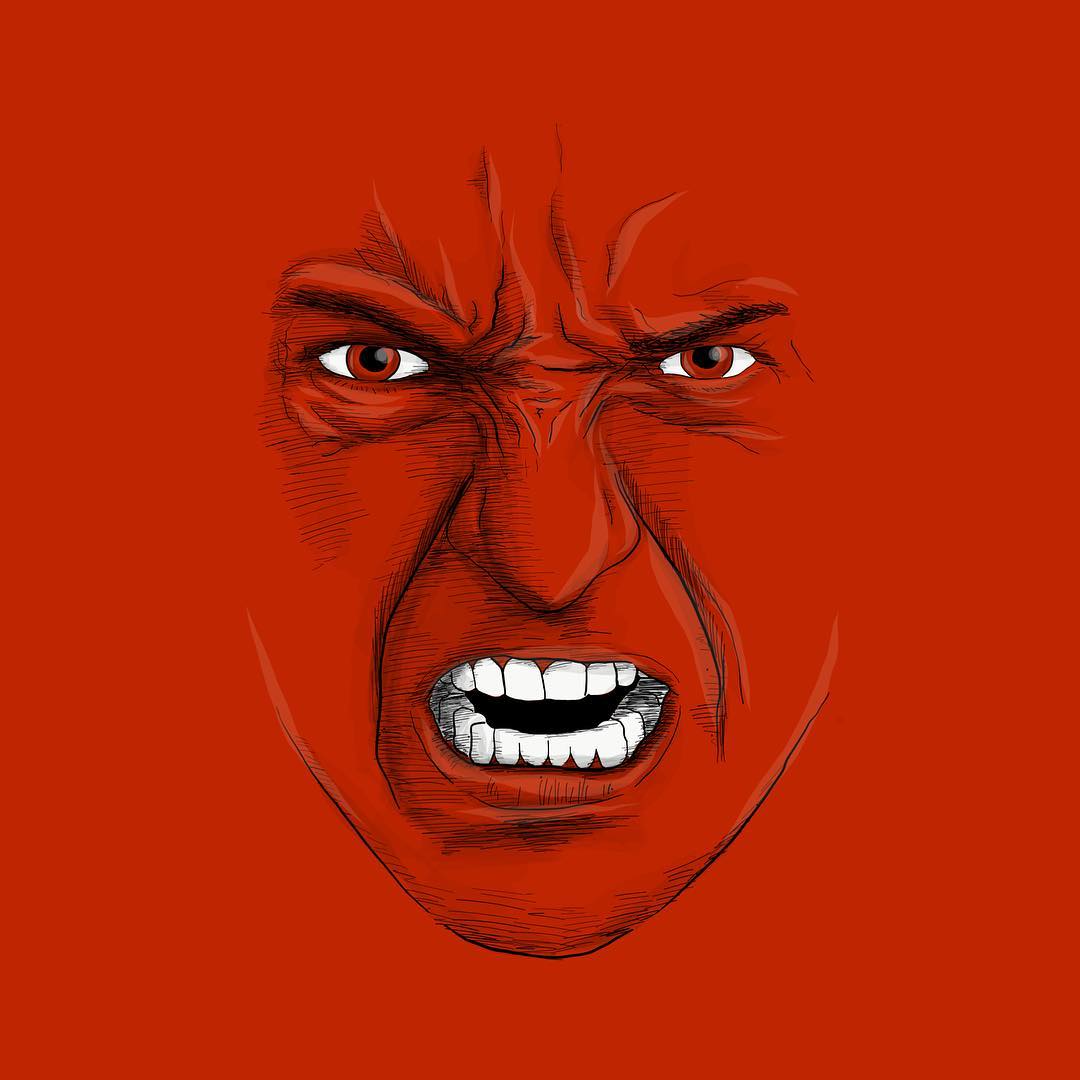 The face of Red illustration by Ryan Lanigan